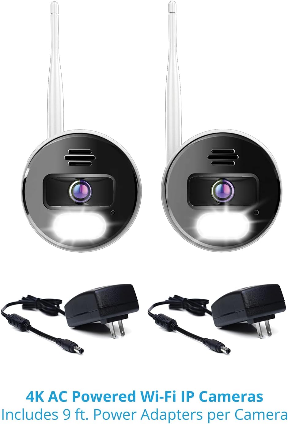 Night Owl Wi-Fi IP 4K HD Indoor/Outdoor Dual Spotlight Cameras with 2-Way Audio, Preset Voice Alerts and Built-in Camera Siren
