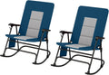Tangkula Folding Rocking Chair Set, Foldable Camping Rocking Chair with Padded Seat High Back & Armrest, Support 350 lbs, Portable Chair for Indoor Outdoor Patio Lawn Backyard (2, Blue)