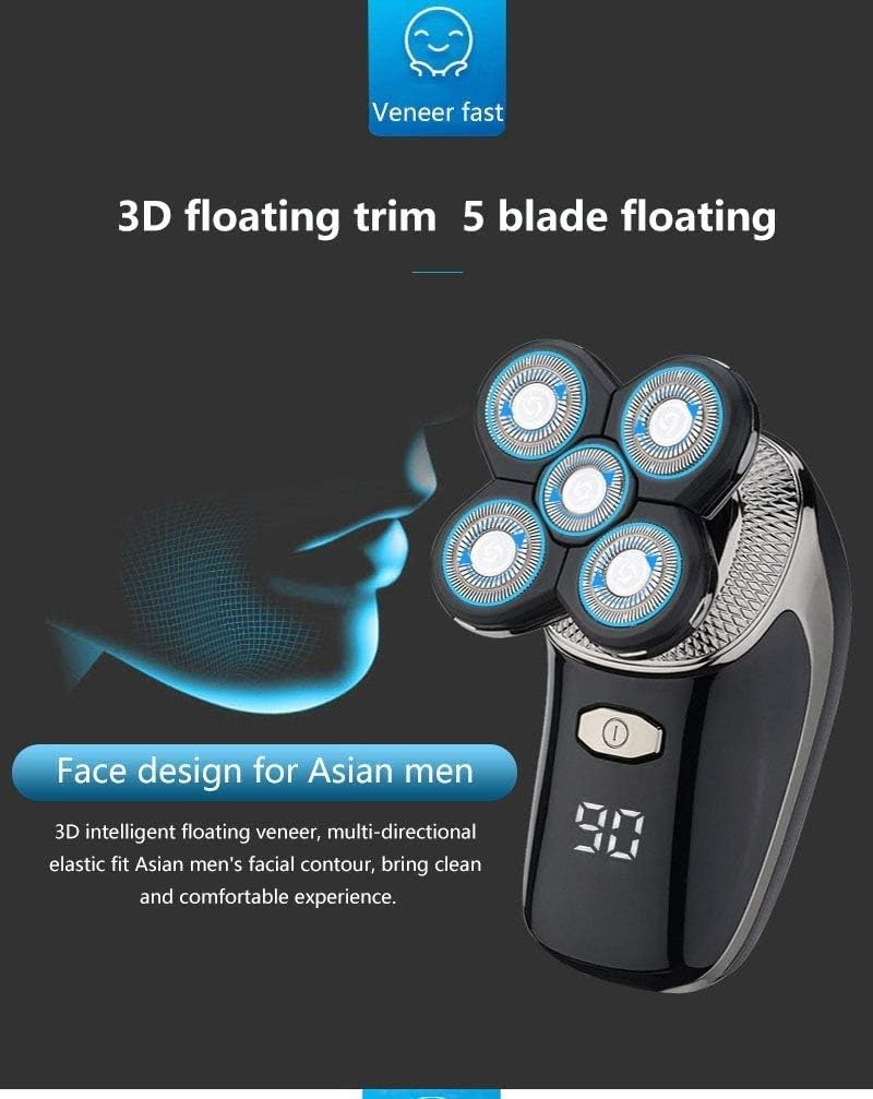 Electric Shaver for Men, 5-in-1 Bald Head Shaver & Grooming Kit Cordless and Rechargeable Wet/Dry 5 Head 5D Shaver, Rechargeable Bald Head Razor for Home/Travel Tool