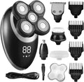 Electric Razor for Men, 5 in 1 Electric Shaver For Men Beard Hair Trimmer Electric Razor 5D Floating Five Blade Heads Electric Nose Hair Trimmer LCD Display (Color : Silver)