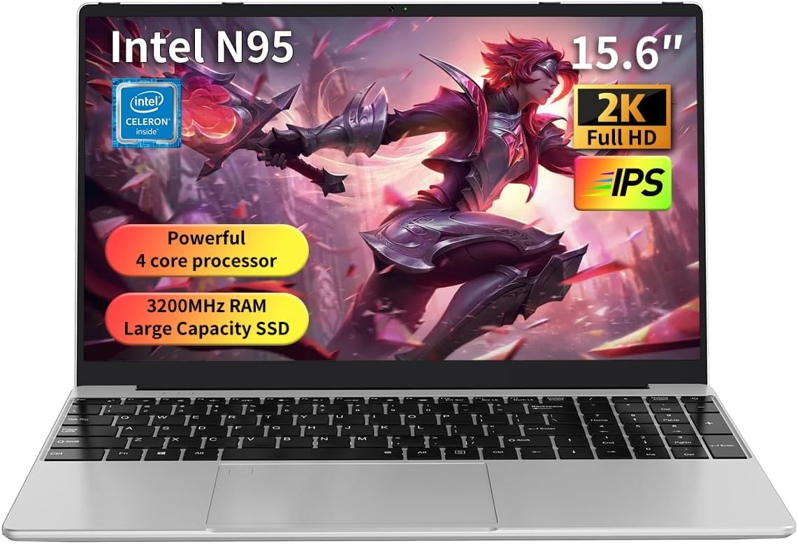 Gaming Laptop 15.6' FHD,Intel N95 Turbo Boost 3.4GHz,16GB DDR4 + 512GB SSD,RGB Backlit Keyboard & Fingerprint Unlock,Windows 11 Pro Laptop Computer for Immersive Performance