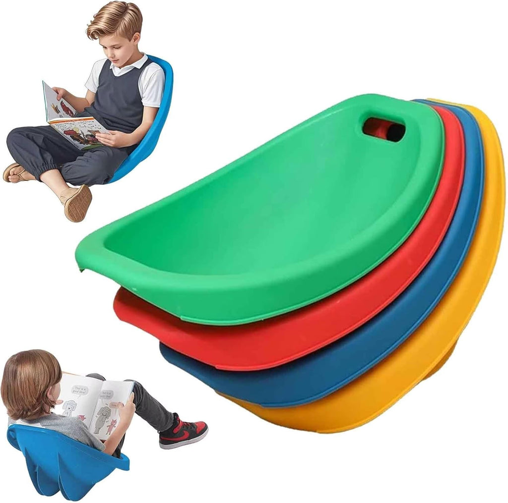 Scoop Rocker Chairs, Flexible Seating for Classroom Elementary, Portable Floor Seating for Classroom, Plastic Reading Chair with Back Support, Multicolor Egg Chair Sensory Wobble Chairs, 4 Pcs