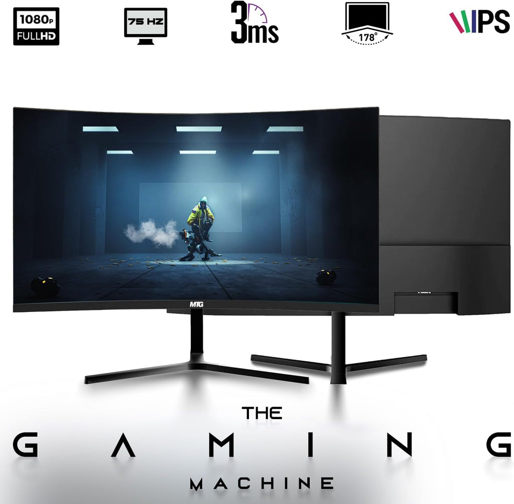HP Dark Single Premium Desktop Computer PC – AMD Processor,16GB RAM,512GB SSD,32 Inch Curved Monitor,RGB Keyboard with AI Copilot Key and Mouse,RGB Soundbar,Windows 11(Renewed)