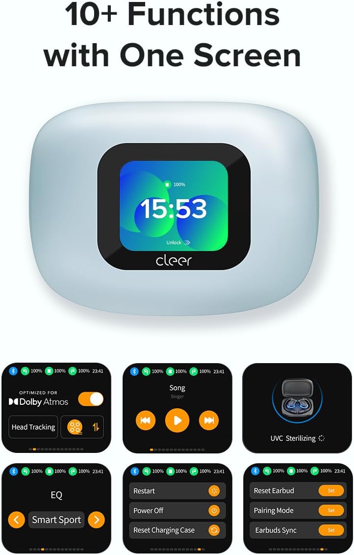 Cleer ARC 3 Open Ear Headphones - Dolby Audio, Snapdragon Sound True Wireless Earbuds, 50Hr Battery, Bluetooth 5.4, IPX 7, Multi-Point, Smart Controls, Wireless Charging Smart Case, Comfort Fit, Blue