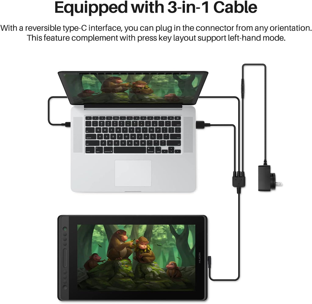 HUION KAMVAS Pro 16 Drawing Tablet with Screen, 15.6 inch Pen Display Anti-Glare Glass 6 Shortcut Keys Adjustable Stand, Graphics Tablet for Drawing, Writing, Design, Work with Windows, Mac and Linux