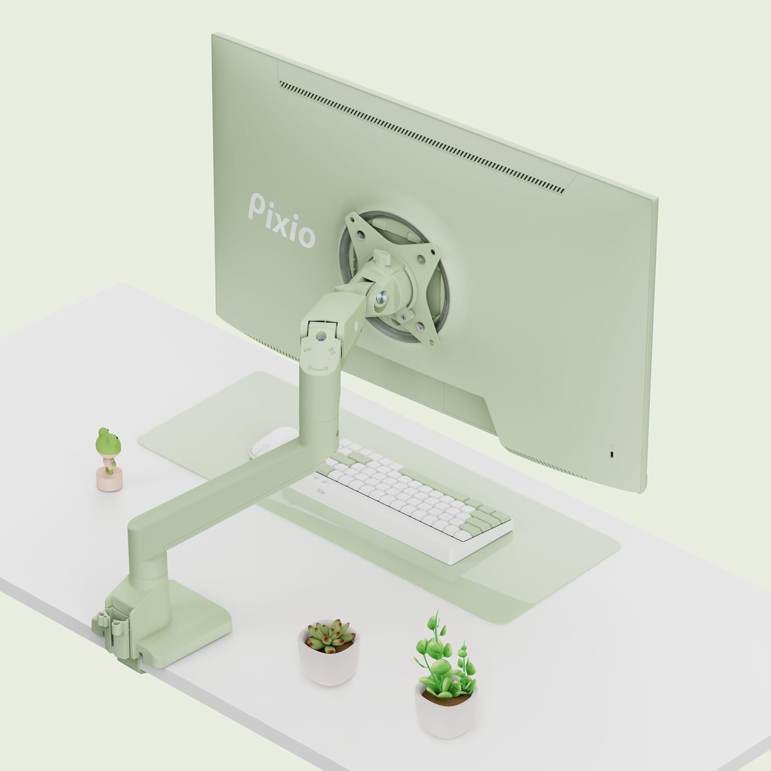Pixio PX278 Wave Mint Green 27 inch 180Hz Refresh Rate FHD 1440p Resolution Fast IPS Panel 1ms GTG Response Time Gaming Monitor and PS1S Wave Mint Green Single Monitor Arm