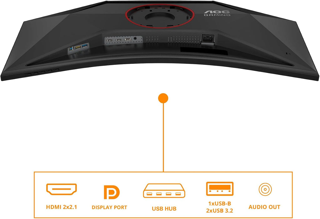 AOC Gaming CU34G4Z - 34 inch WQHD Curved Monitor, 240 Hz, FreeSync Prem., HDR400 (3440 x 1440, 1ms GtG, 2X HDMI 2.1, 1x DisplayPort 1.4, USB Hub) Black-Red