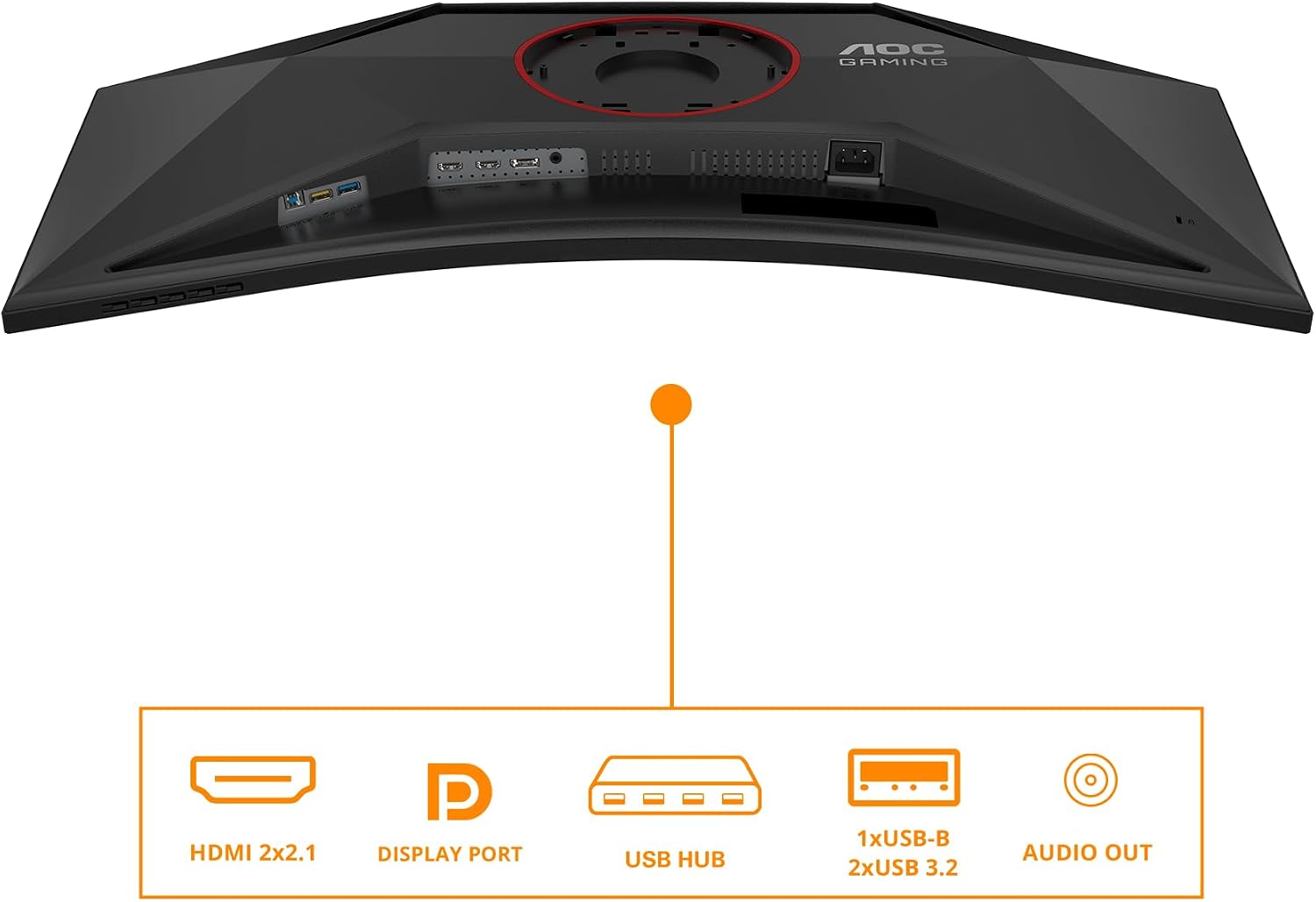 AOC Gaming CU34G4Z - 34 inch WQHD Curved Monitor, 240 Hz, FreeSync Prem., HDR400 (3440 x 1440, 1ms GtG, 2X HDMI 2.1, 1x DisplayPort 1.4, USB Hub) Black-Red