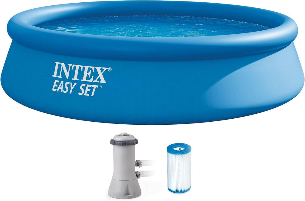 INTEX Easy Set 12 ft x 30in Above Ground Pool Set, Round Inflatable Swimming Pool with 530 GPH Cartridge Filter Pump and Type A Cartridge