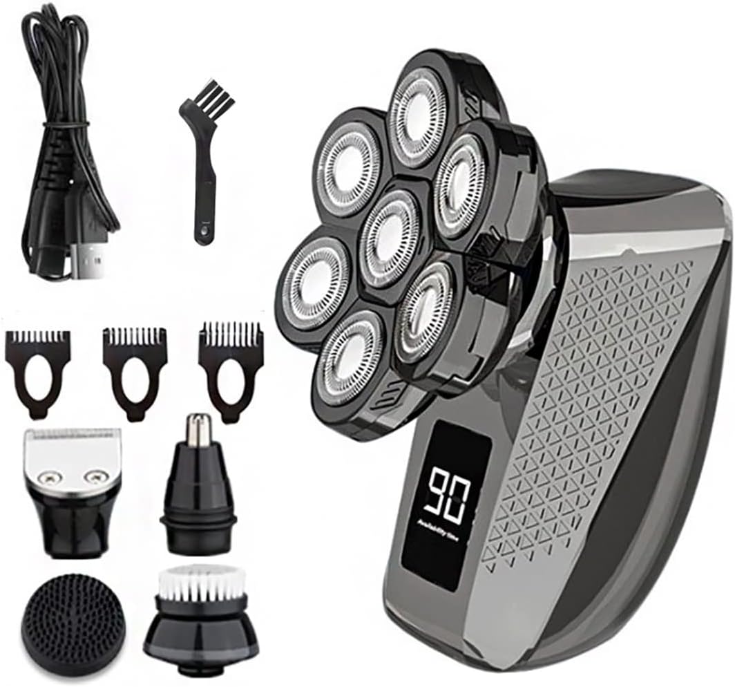 Electric Razor for Men, Powerful 7-blade Shaving Machine Rechargeable Beard Head Electric Shaver For Men Body Hair Trimmer Beard Grooming Electric Razor
