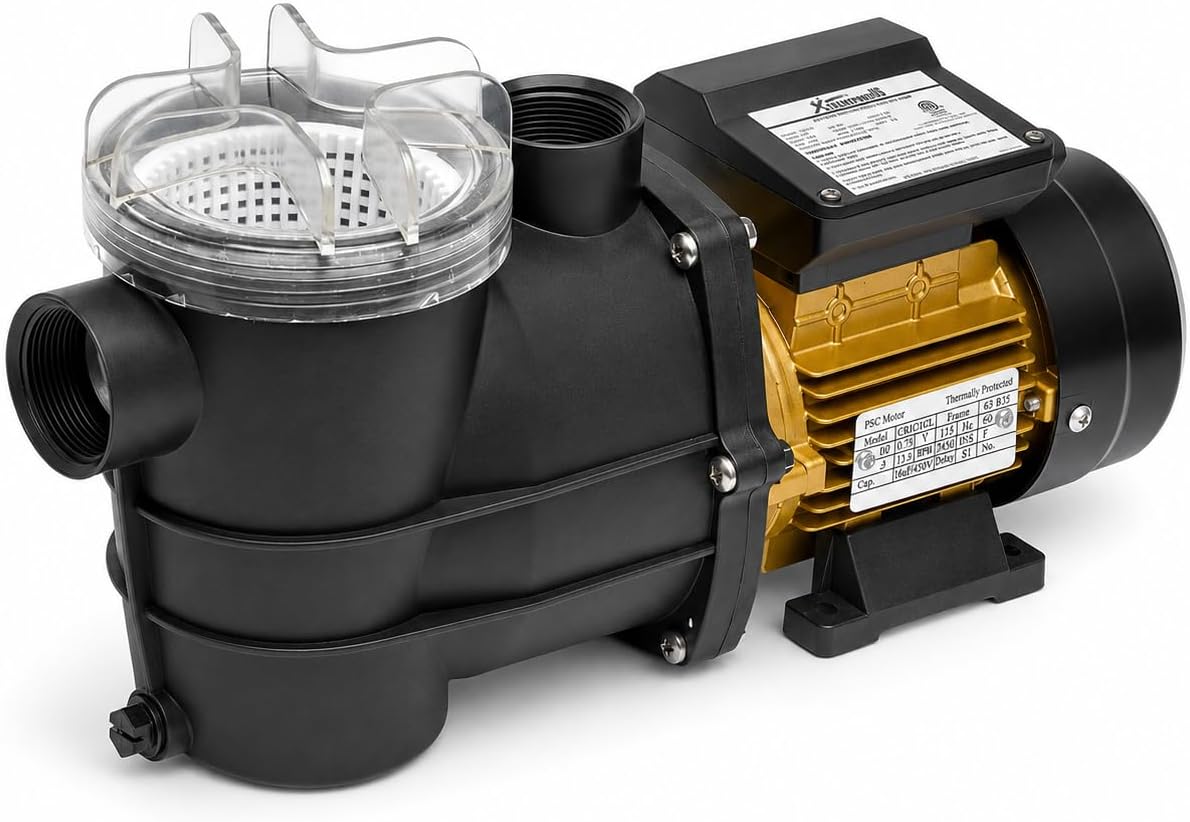 XtremepowerUS 3/4HP Swimming Pool Pump (2400GPH) Pond Self Prime Above-Ground Pond Spa Pool Pump w/ Strainer Basket 1.5'NPT Listed