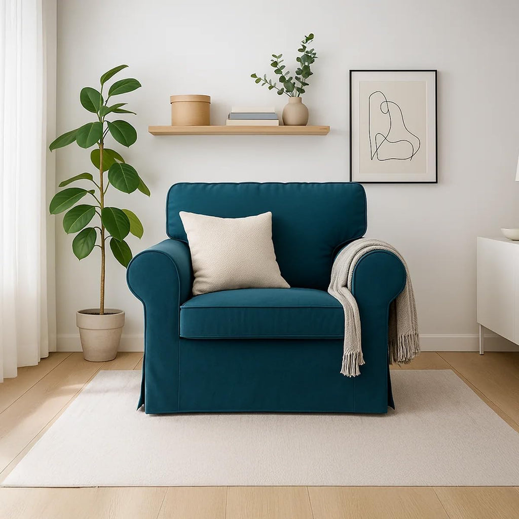 Ektorp Chair Cover Replacement for IKEA Ektorp Sofa Cover, Ektorp Armchair Cover, Ektorp Cover Only!(Daily Blue)