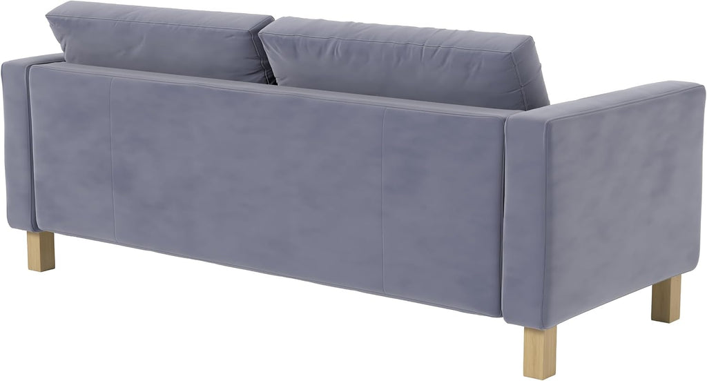 Heavy Duty Velvet Karlstad Three Seat (Not Loveseat) Sofa Cover (Width: 205CM, Not 165CM) Replacement Custom Made Compatible with IKEA Karlstad 3 Seat Sofa Couch Slipcover (Velvet Light Gray Sofa)