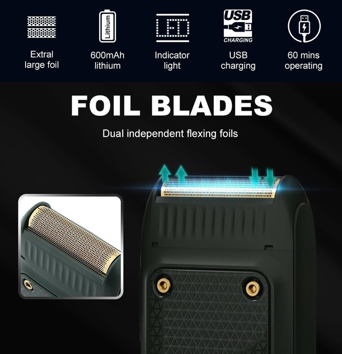 Electric Razor for Men's, Professional Men's Razor Electric Shaver Mini Beard Trimmer Shaving Machine Foil Blade Trimmer USB Rechargeable