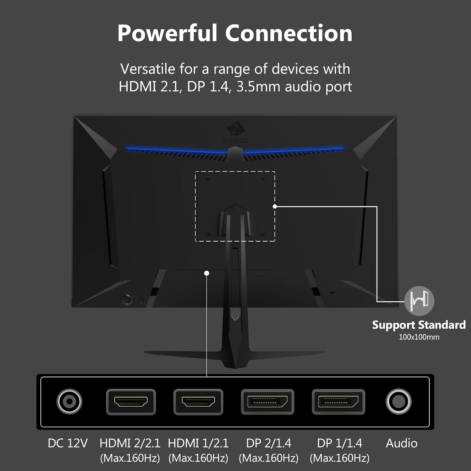 4K Monitor, Z-Edge 27 inch IPS Monitor, UHD 3840x2160 IPS Computer Monitor, 450 cd/m², 160Hz Refresh Rate, 1ms Response Time, G274K Ultra-Thin Bezel
