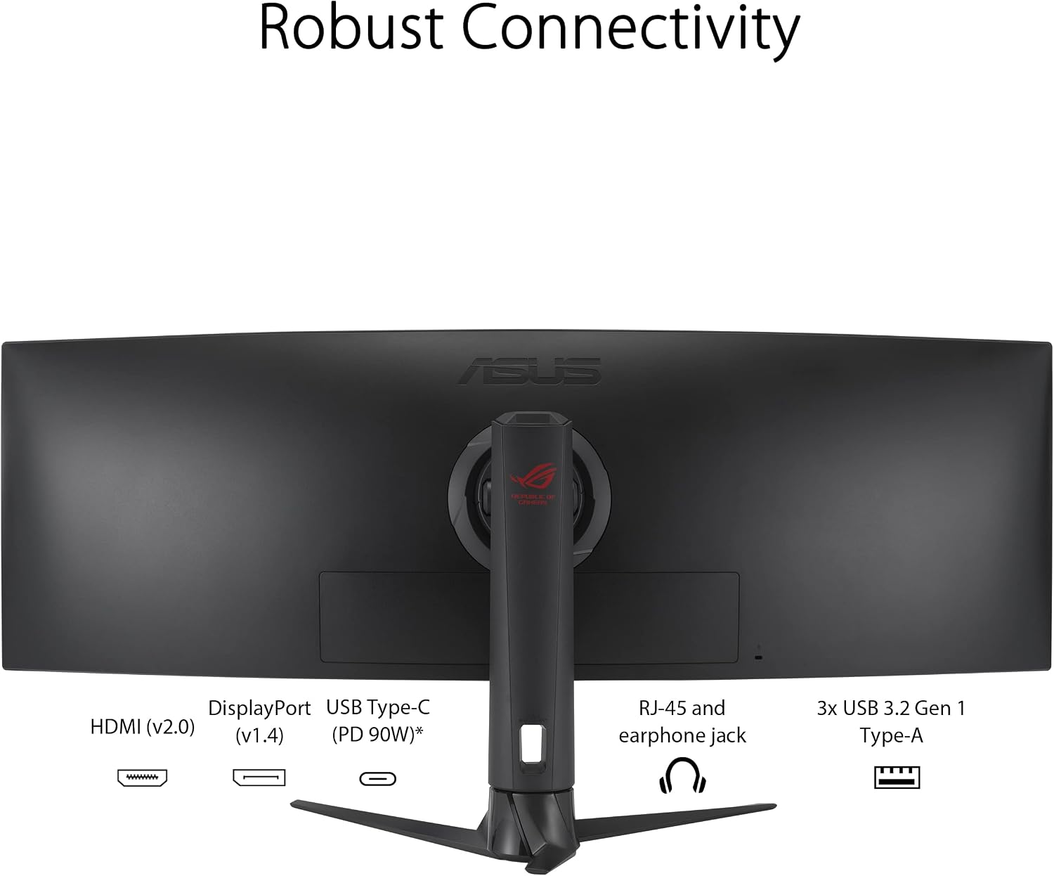 ASUS ROG Strix 49' Ultra-Wide Curved HDR Gaming Monitor (XG49WCR) - Dual QHD 32:9 (5120 x 1440), 165Hz, Extreme Low Motion Blur Sync, USB-C, RJ45, DisplayHDR400, 90% DCI-P3, Dual Input-KVM Switch