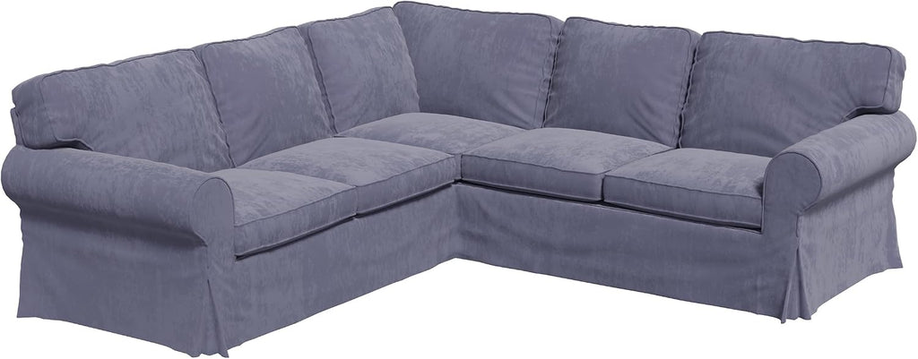 Velvet Pets Friendly Sectional Corner Sofa Covers Made Compatible with IKEA Ektorp 4 Four Seat Couch Sofa Slipcovers (Velvet Light Gray Ektorp 2+2)