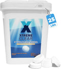 Xtremeclear 3' Chlorine Tablets Bucket, 3-inch Individually Wrapped, 25 lbs Chlorinating Tabs for Swimming Pools, Hot Tubs, Spa Slow Dissolving 25 Pound Bucket