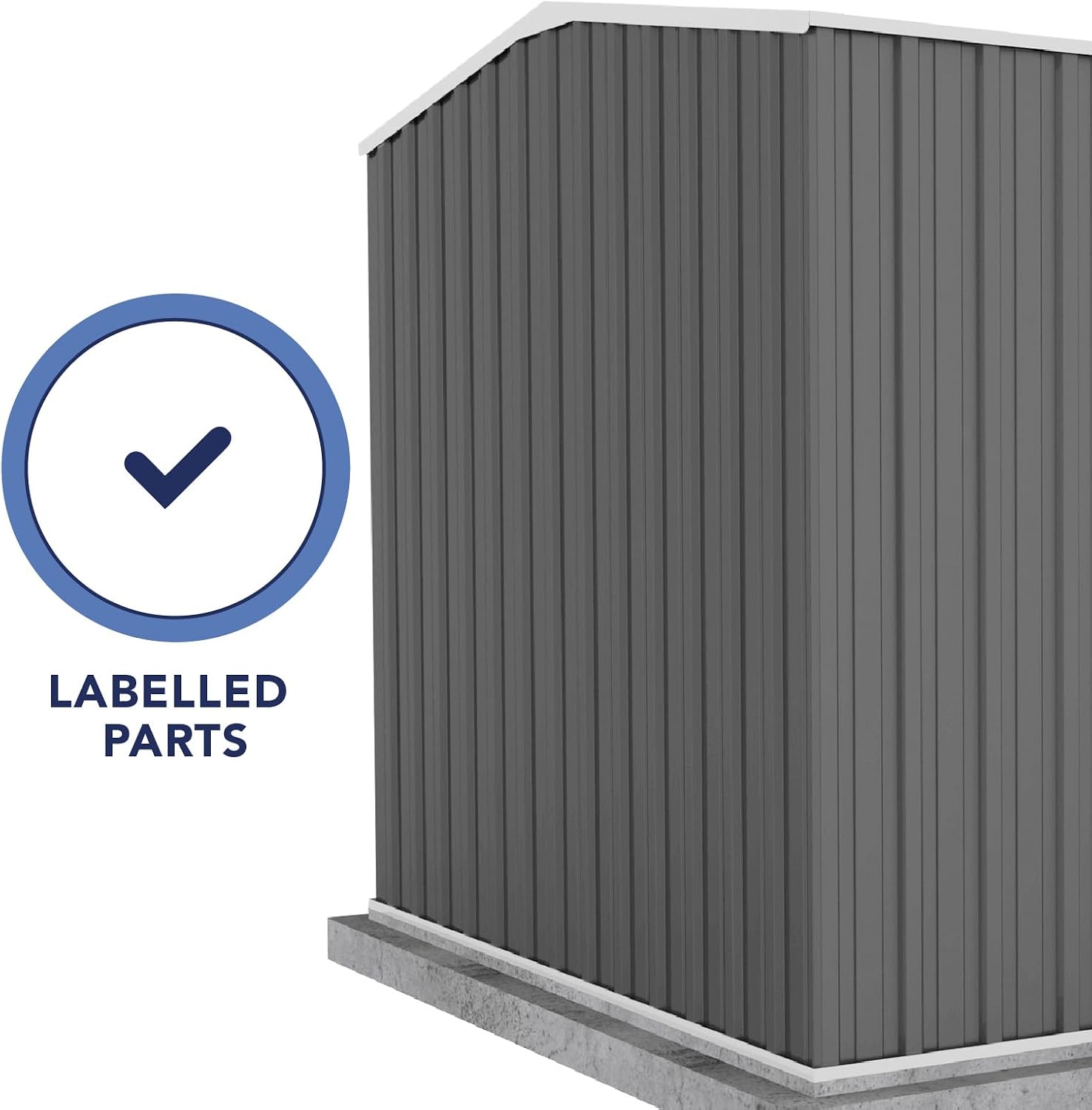 Absco Premier Storage Sheds, 10'x7' Metal Garage, DIY Backyard Shed, Utility Tool Storage, Weather & Wind Resistant Aluminum Panels & Steel Frame, Maintenance-Free, 12 Year Warranty, Woodland Gray
