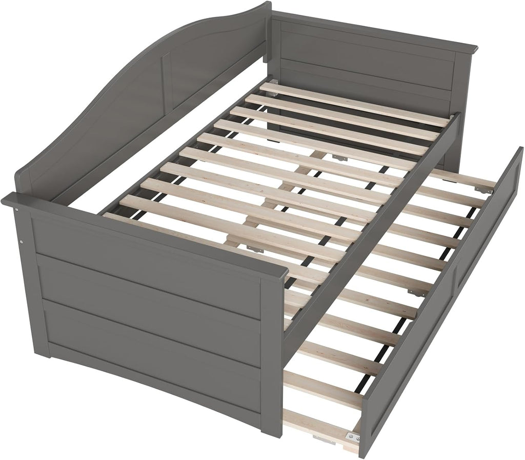 AFI, Acadia Twin Size Wood Daybed Frame with Twin Trundle, Grey