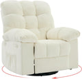 Rocking Recliner Chair, 360° Swivel Lazy Boy Recliner with Side Pockets, Upholstered Fabric Glider Nursery Chair for Living Room, Nursery & Small Spaces, Beige