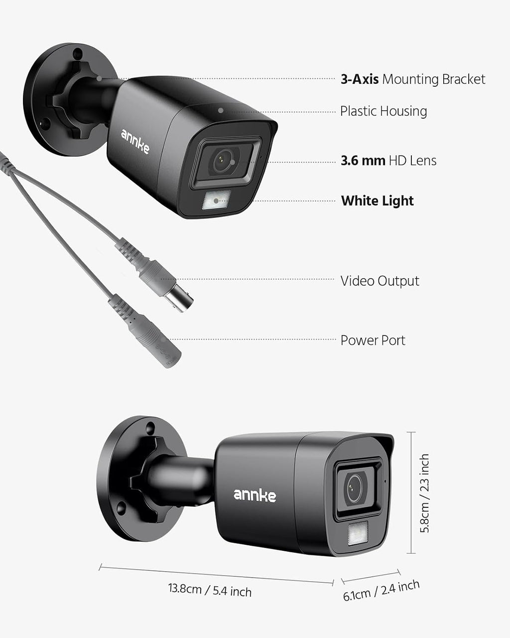 ANNKE 4 Pack 1080P HD TVI Home Security Camera Outdoor Indoor, 1920TVL, IP66 Waterproof, Night/Day Vision, Surveillance CCTV Bullet Cam
