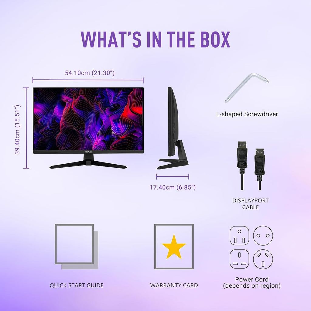 ASUS TUF 24' FHD Gaming Monitor, Fast IPS Display, 240Hz Refresh Rate, 0.3ms Response Time, G-SYNC Compatible, FreeSync Premium, ELMB Sync, AI-Powered Gaming Features, Built-in Speakers - Black