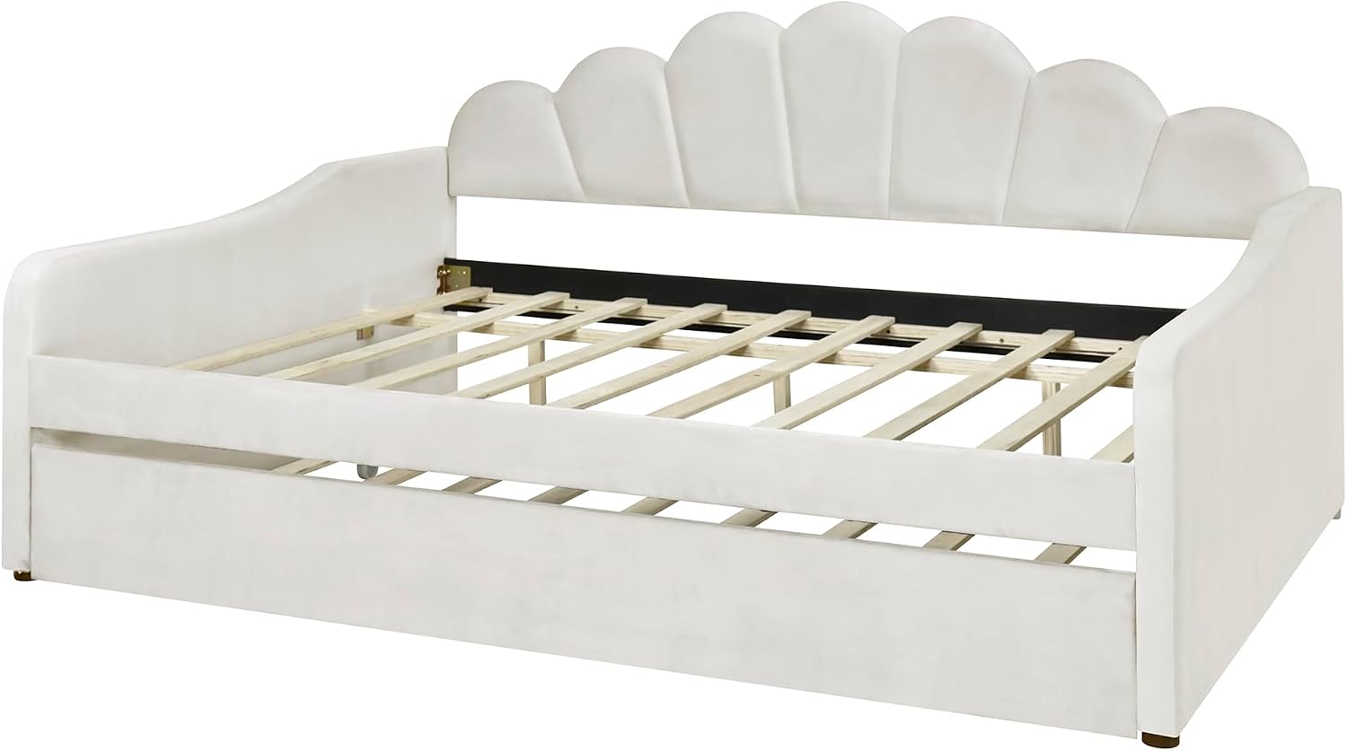 Bellemave Full Size daybed with Trundle, Sofa Bed, daybed with Trundle for Adults, Kids, Girls, Teens, Trundle Bed for Living Room, Velvet, Beige(Mattress not Included)