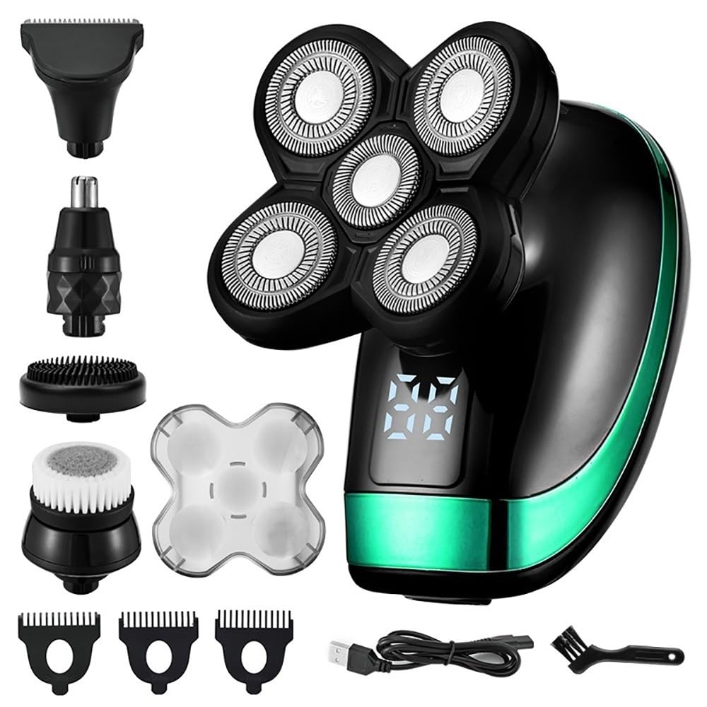 Head Shavers for Bald Men, 5 in 1 Multi Grooming Kit Digital Display Electric Shaver Hair Trimmer Beard Electric Razor Wet Dry Men Facial & Body Shaving Machine