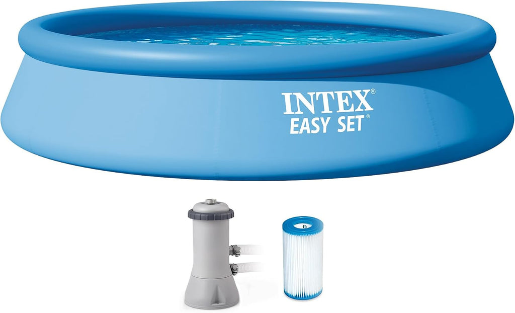 Intex Easy Set 13 ft x 33in Above Ground Pool Set, Round Inflatable Swimming Pool with 530 GPH Cartridge Filter Pump and Type A Cartridge