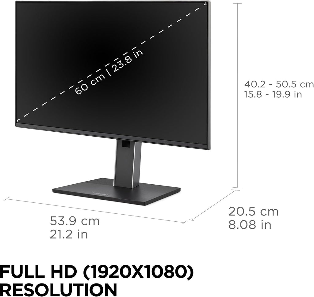 ViewSonic VG2452 24 Inch 1080p Monitor, IPS Display with 100Hz for Smooth Home and Office Productivity, Full Ergonomic Adjustability, 5-Port USB Hub, 65W USB-C, HDMI, and DisplayPort Inputs
