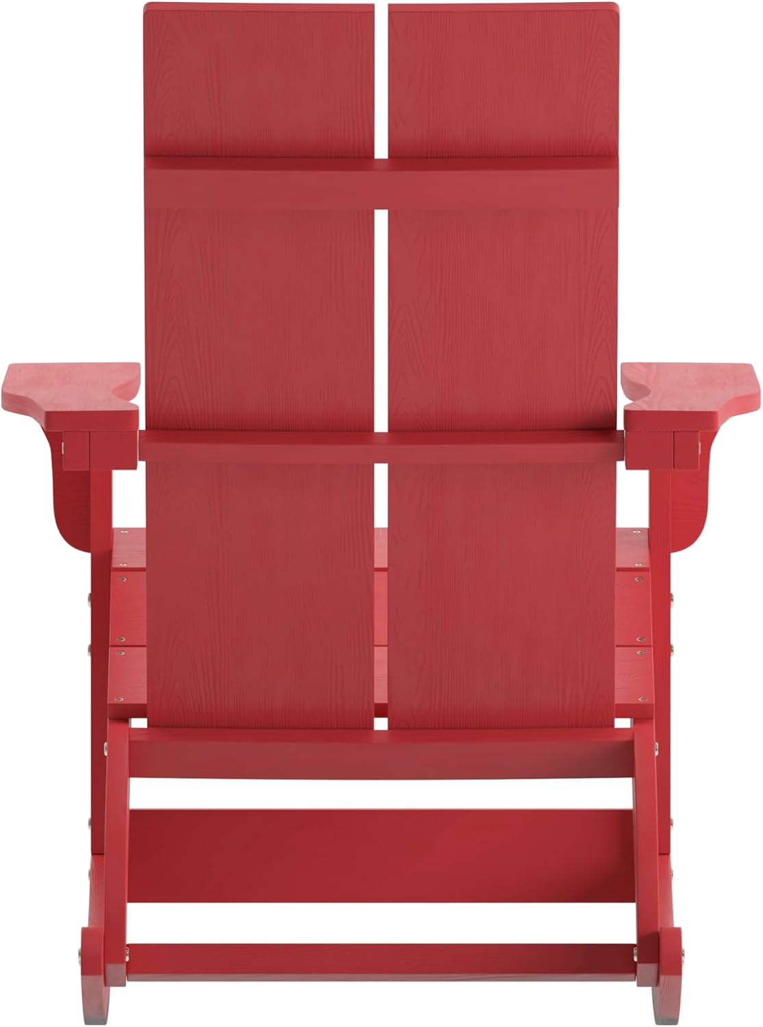 EMMA + OLIVER Harmon Adirondack Rocking Chair - Red Poly Resin - Suitable for Indoor/Outdoor Use - All Weather Materials - Easy Assembly - 350 lb. Weight Capacity