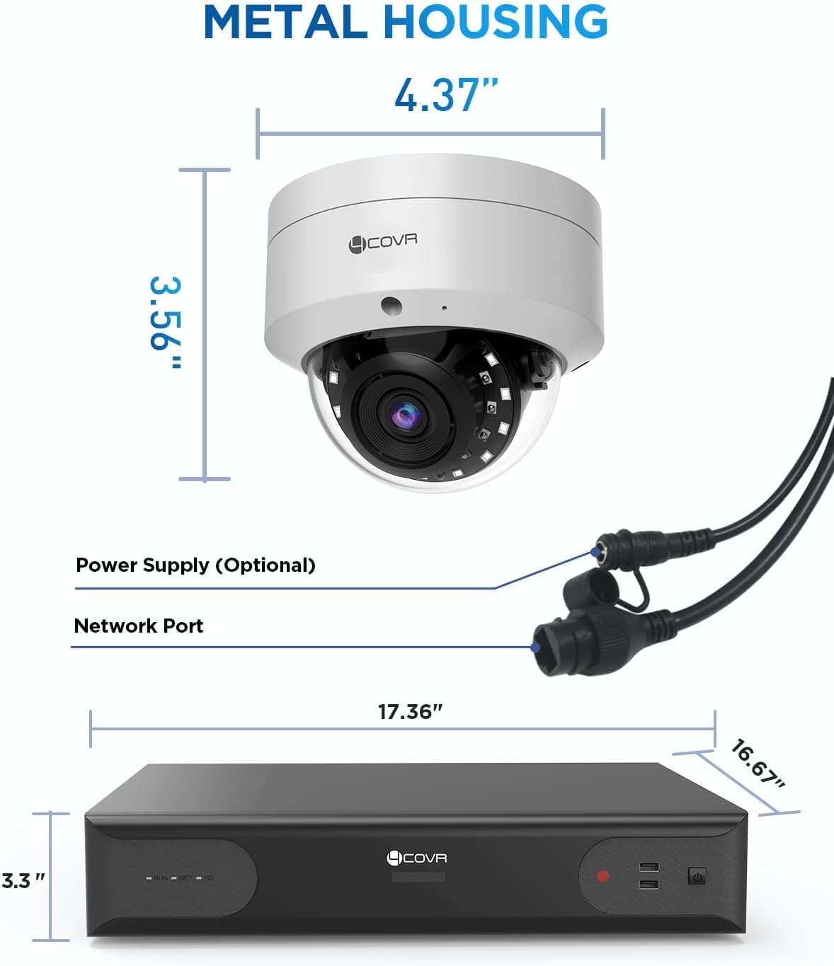 4COVR 64 Channel Security Camera System, Human Vehicle Detection, 48Pcs IK10 Vandal-Proof 8MP Commercial Dome PoE IP Camera IP67 with Mic, 8MP NVR 16TB HDD, 24/7 Business Surveillance, LY54AX8M6448