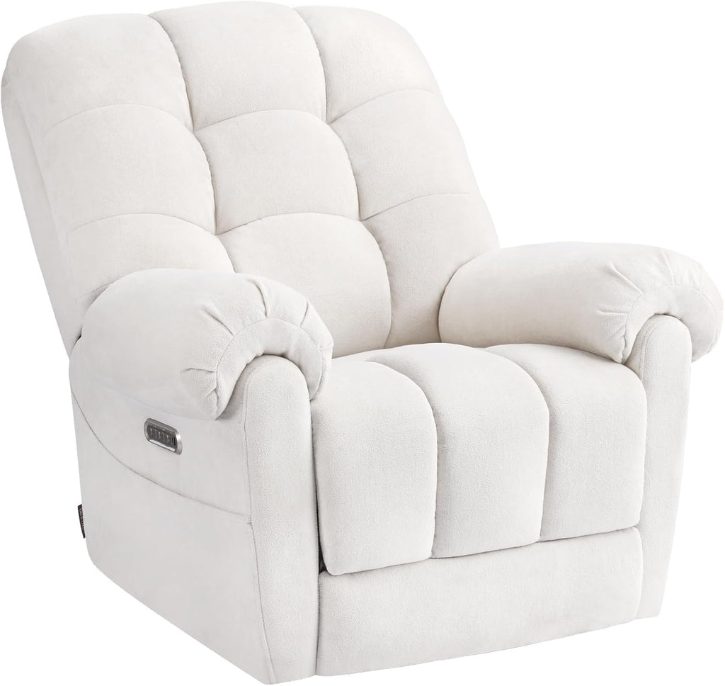 EONIX Mordern Massage Rocker Recliner Chair, Dual Motor Power Rocking Recliners for Small Spaces, Lazy Boy Recliner Chair with Heat and Massage for Living Room, Bedroom, Study, Pearl White