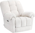 EONIX Mordern Massage Rocker Recliner Chair, Dual Motor Power Rocking Recliners for Small Spaces, Lazy Boy Recliner Chair with Heat and Massage for Living Room, Bedroom, Study, Pearl White