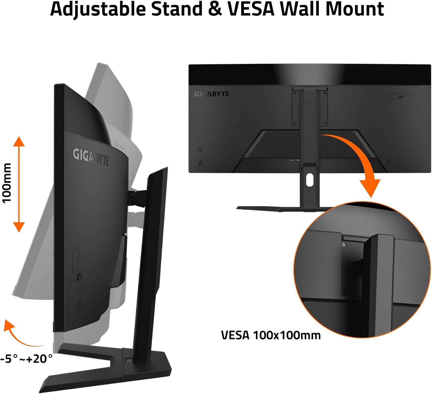 GIGABYTE GS34WQC - 34' VA Curved Gaming Monitor - WQHD 3440x1440-120Hz/OC 135Hz - 1ms MPRT - AMD FreeSync Premium - HDMI, DP - Black (GS34WQC US)