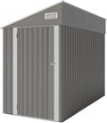 4x8 FT Metal Outdoor Storage Shed, Lean-to Garden Tool and Bike Shed with Lockable Door and Air Vents, Waterproof Sloped Roof Steel Utility Shed for Backyard, Patio,Lawn Equipment, Dark Gray