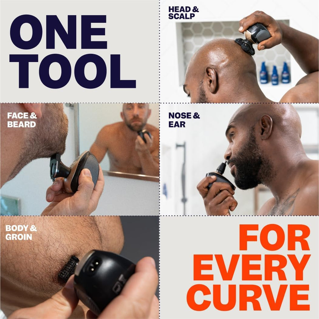 Freebird FlexSeries™ Shaver and Blade - Fast, Smooth, Water-Resistant Electric Head Shaver with 5 Flexible Blades, USB Rechargeable, Ideal for Bald Men and Women