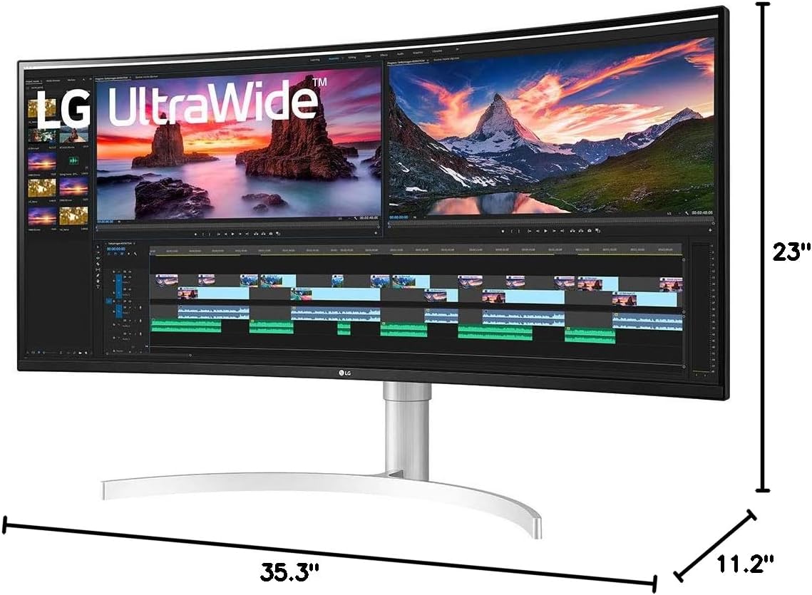 LG 38' 38BN95C-W QHD+ Nano IPS Curved UltraWide™ Monitor (3840x1600) with Thunderbolt™ 3 Port, 1 ms Response Time, 144 Hz Refresh Rate, DisplayHDR™ 600, Black Stabilizer & Dynamic Action Sync