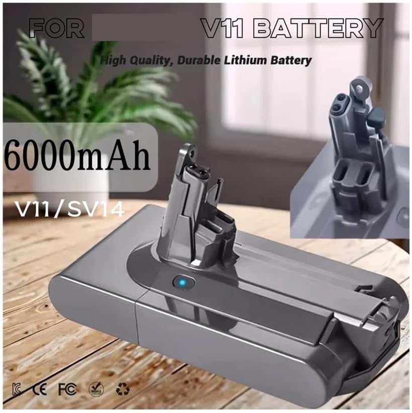 25.2V 6000mAh Lithium Battery Compatible for Dyson V11/Absolute SV14, Model 970145-02, 21700 Cells,(6000mAh Battery)