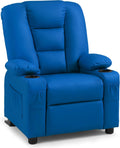 MCombo Big Kids Recliner for Ages 3+, Child Recliner Chair, Toddlers Recliner Sofa with Cup Holders, Faux Leather, 7322(Blue)