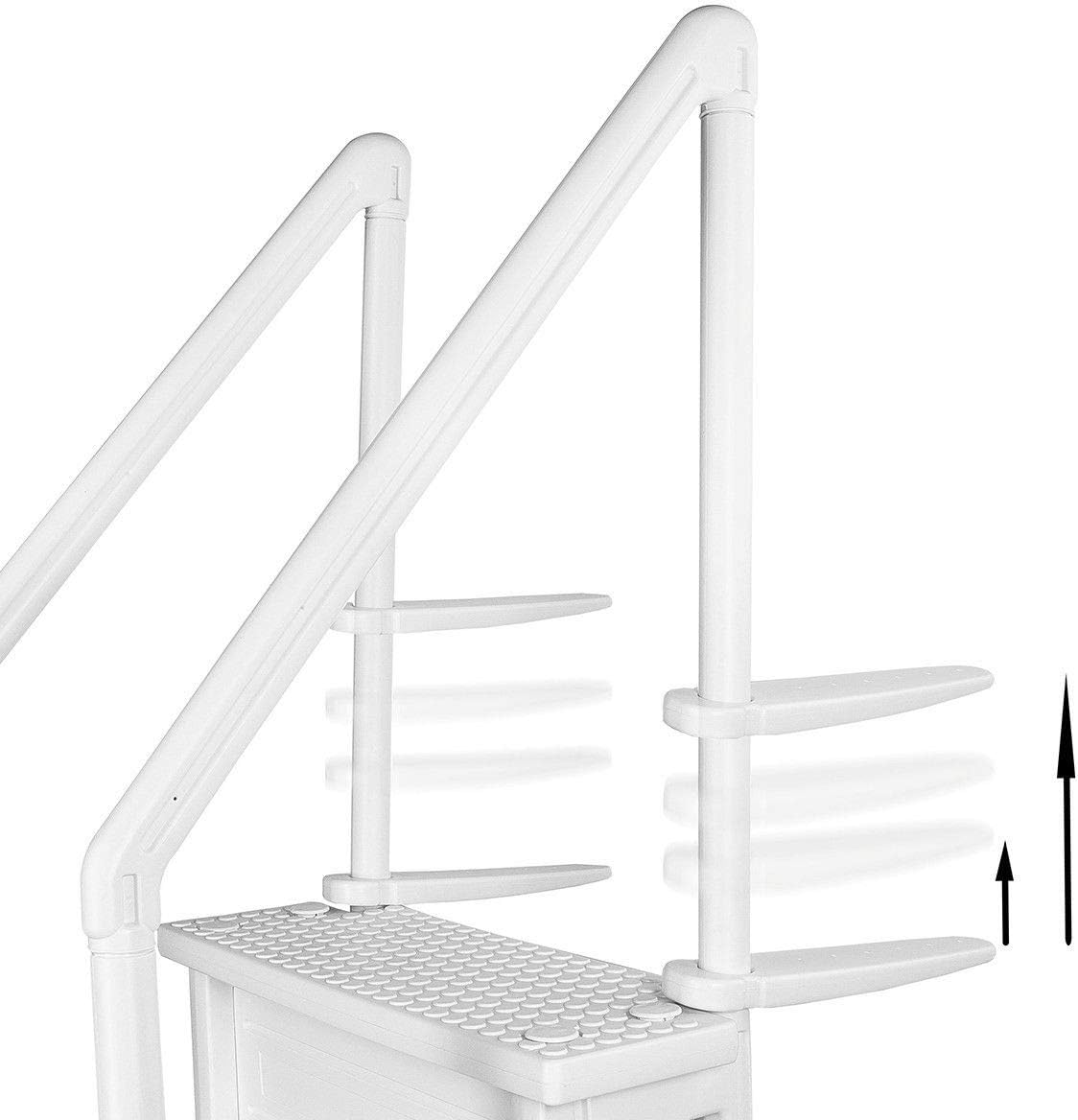 XtremepowerUS Premium Pool Ladder (4)-Step Above Ground Swimming Step to Deck Step Ladder with Rail Handle Non Slip Prevent, White