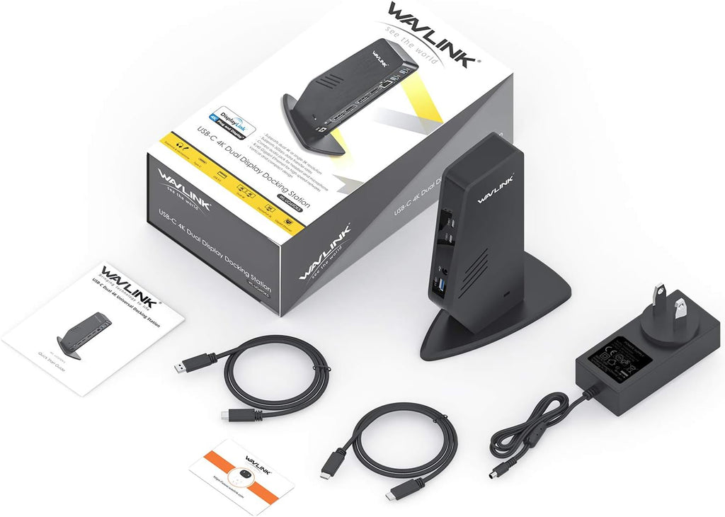 WAVLINK Universal Laptop Docking Station - Dual Monitor Support for Windows and Mac, 5K/Dual 4K@60Hz (2 HDMI, 2 DP, 3 USB, 2 USB-C, Ethernet, Audio&Mic)