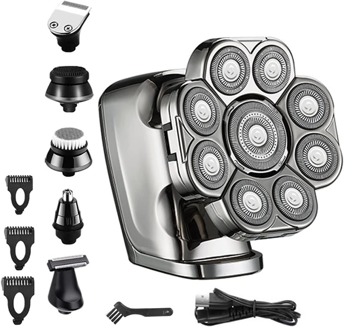 Head Shaver for Men, Grooming kit 6in1 Head Electric Shaver for Men Beard Hair Trimmer Facial Razor Body Bald Shaving Machine Wet Dry Rechargeable