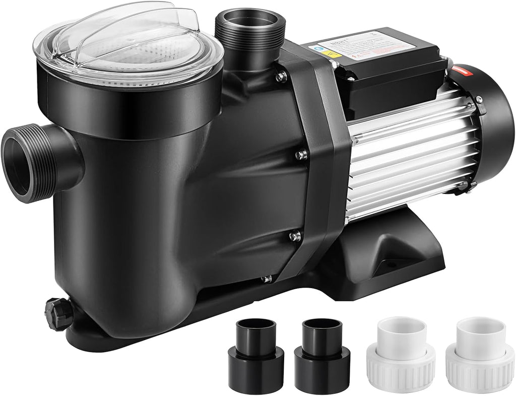 Leomru 2.5 HP Pool Pump 8880 GPH Self Priming in/Above Ground Swimming Pool Pump 110V Single Speed Pumps with Strainer Basket 4Pcs Connectors