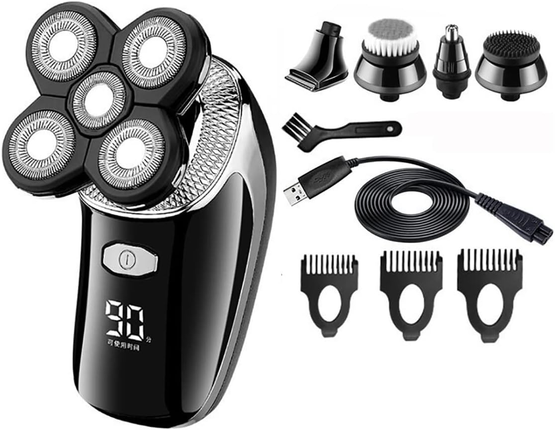 Electric Razor for Men, 5 In 1 Waterproof Balds Head Electric Shaver For Men Beard Hair Trimmer Electric Razor Rechargeable Shaving Machine