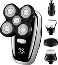Electric Razor for Men, 5 In 1 Grooming Kits Electric Shaver Facial Body Electric Razor For Men Beard Wet Dry Rotary Shaving Machine Bald Rechargeable Set