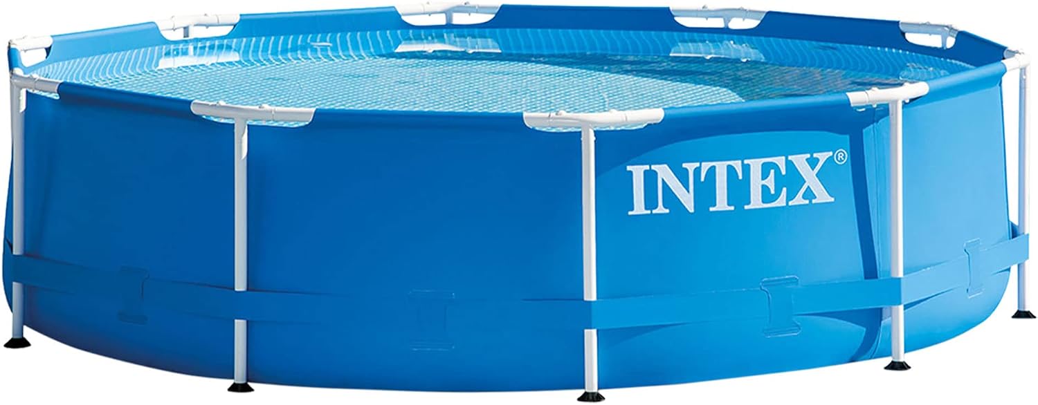 Intex 28200EH 10 Foot x 30 Inch 4 Person Outdoor Metal Frame Above Ground Round Swimming Pool with Easy Set-Up (Pump Not Included)
