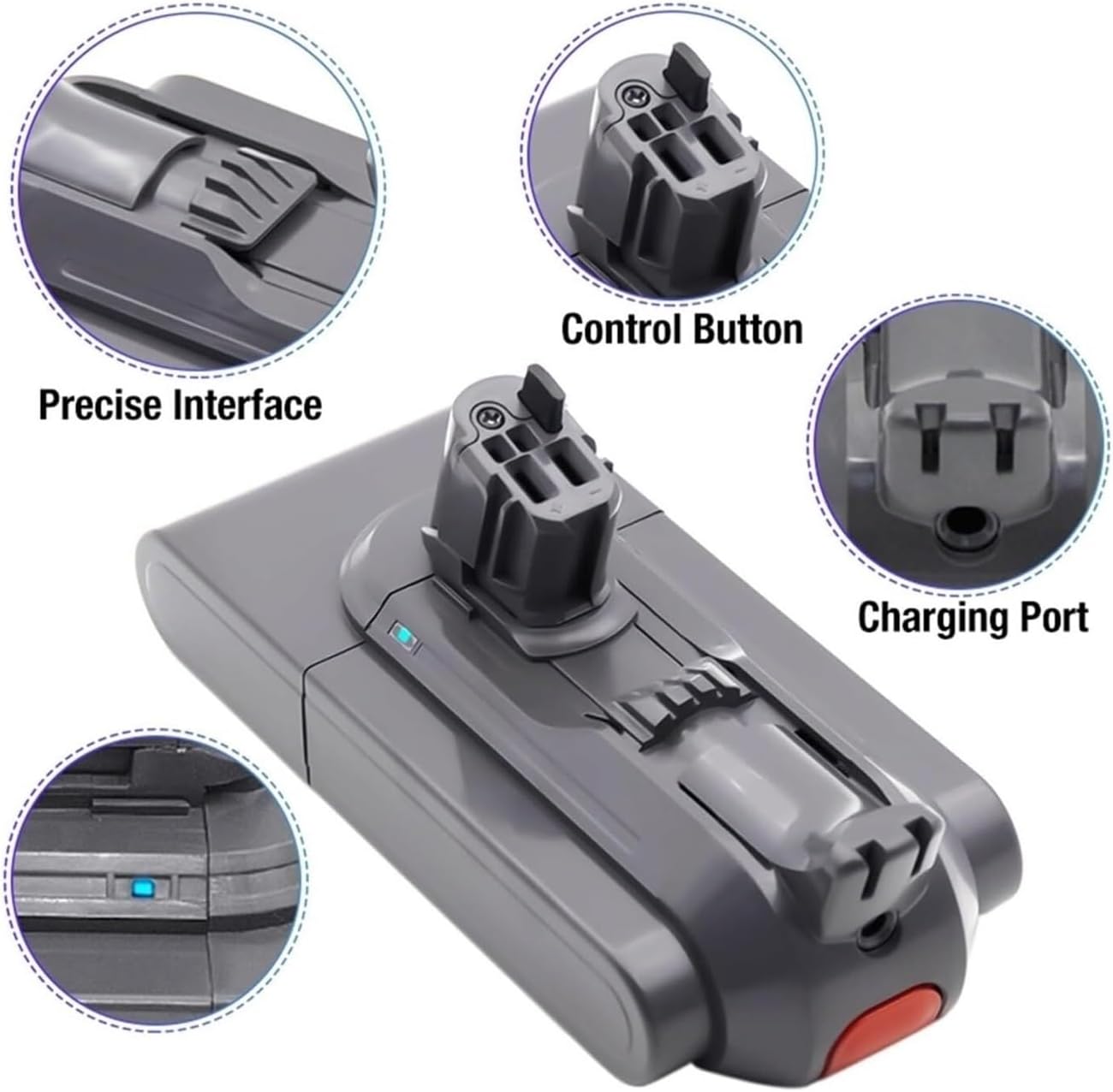 Vacuum Cleaner Accessories，25.2V 6000mAh Li-ion Click-in Battery Compatible for Dyson V11
