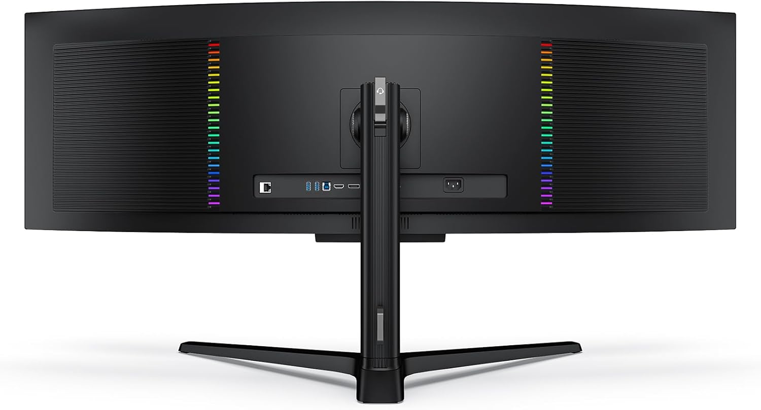 INNOCN 49' OLED Ultrawide Curved Monitor 5K2K 5120 x 1440p 144Hz, 0.03ms, Computer Monitor for AI PC, USB Type C 90W, HDMI 2.1, DisplayPort, USB Hub, Speakers, Adaptive-Sync, Adjustable Stand, Black